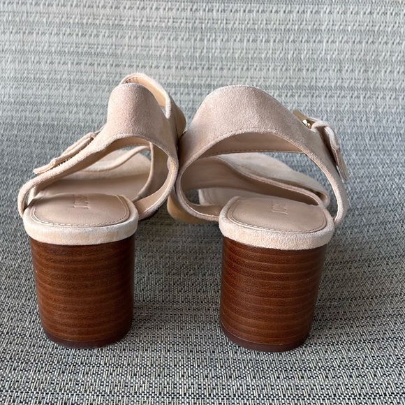 J Crew Three Strap Stacked Heel Sandals in Suede Pale Mocha Size 9 - Picture 8 of 12